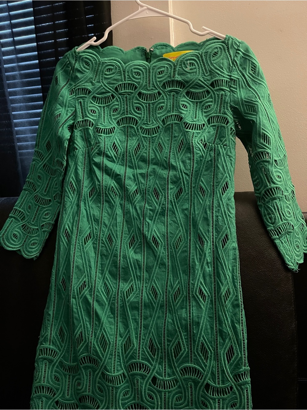 Catherine Malandrino Embroidered 3/4 Midi Boatneck Shift Dress Women's Sz 0 NWOT